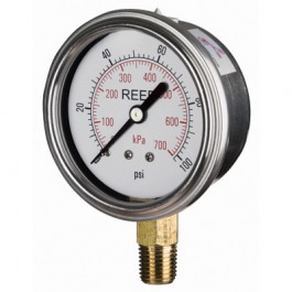 PRESSURE GAUGE, 2.5", BR 1000PSI/KPA, 1/4"NPT BTM