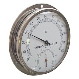 THERMO-HYGROMETER, DIAL, 0/120C, 0/100%RH