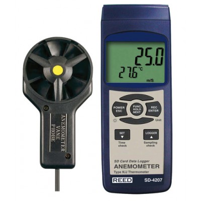 ANEMOMETER/THERMOMETER, ROTATING VANE, DATA LOGGER