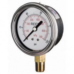 PRESSURE GAUGE, 2.5", BR 15PSI/KPA, 1/4"NPT BTM