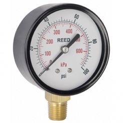 PRESSURE GAUGE, 2.5", BR 15PSI/KPA, 1/4"NPT BTM