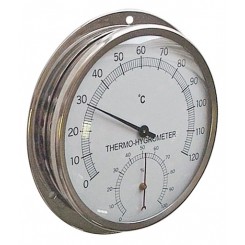 THERMO-HYGROMETER, DIAL, 0/120C, 0/100%RH